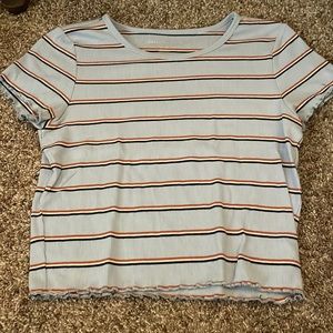Blue striped cropped t shirt Size: M Brand: American Eagle